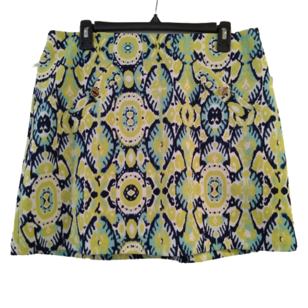 Pappagallo Skort Preppy Golf Pickleball Blue Green White Size L